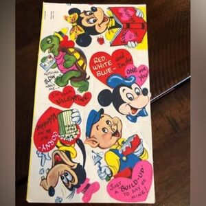 DISNEY Diecut Valentines ca. 1940s Not punched Vintage Mickey Goofy